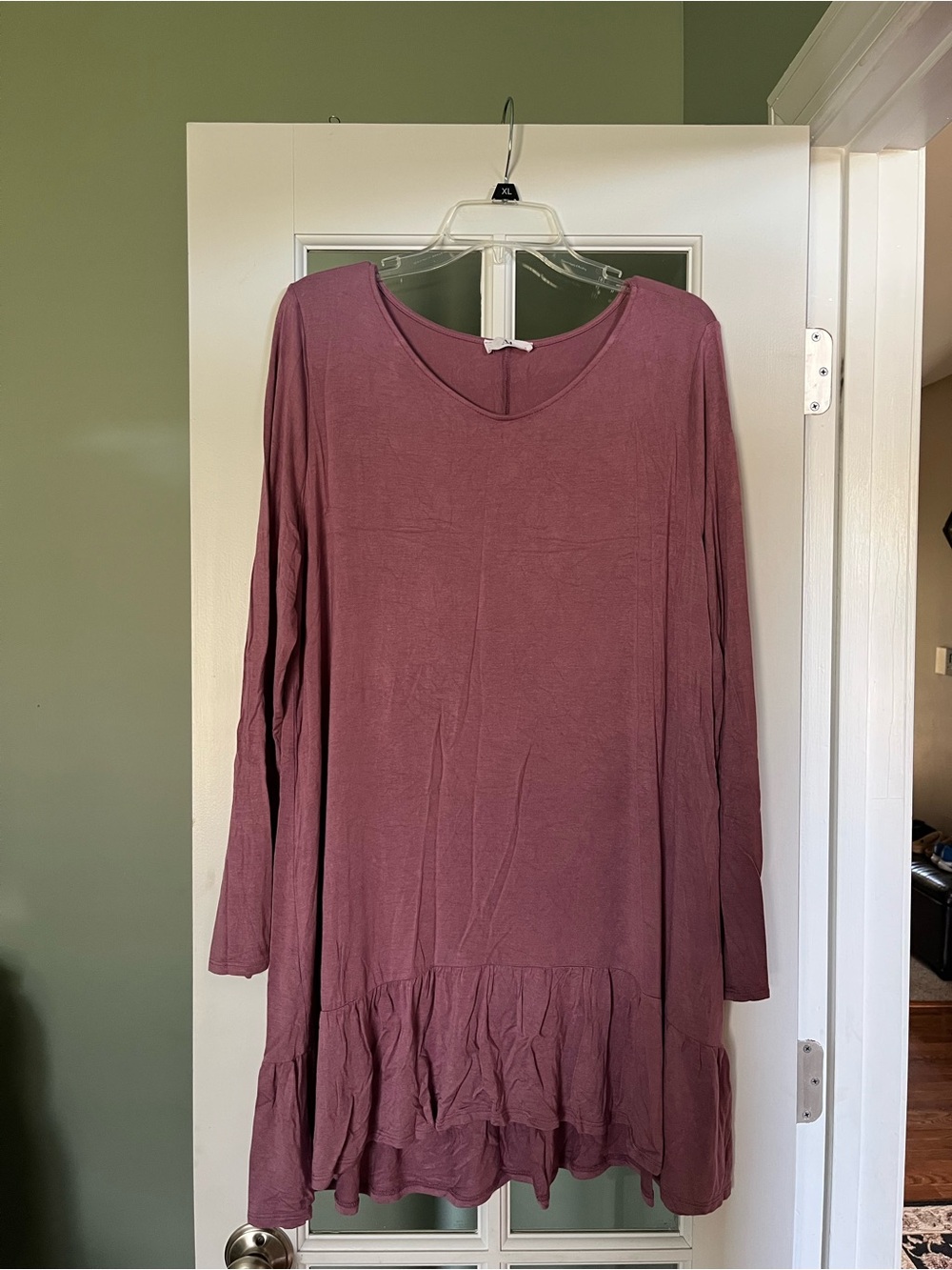 Amelia James Long Sleeve Ruffle Hem Tunic - Mauve